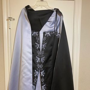 Black and lavender full length formal dress